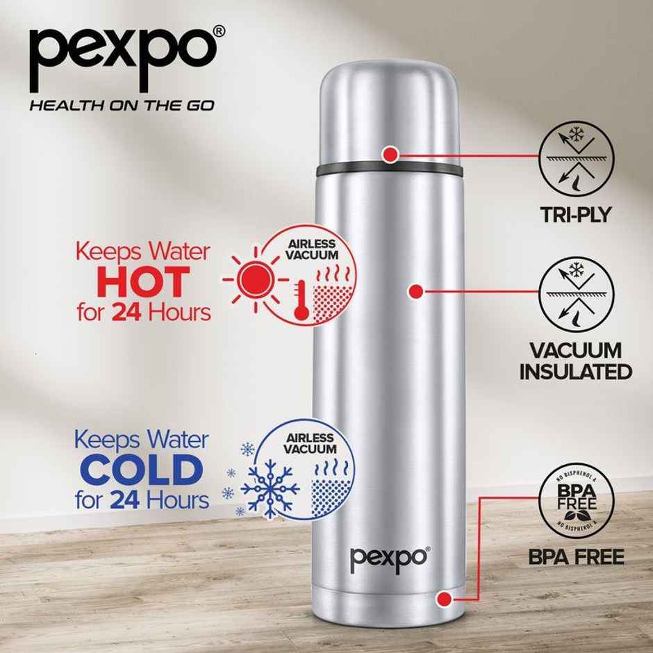 Pexpo 24 Hrs Hot And Cold Flask With Jute-Bag Vacuum Insulated Flamingo | 1 L