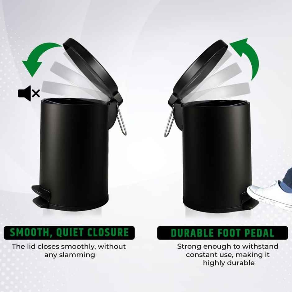 Robustt Stainless Steel Dustbin - 5 L | Black