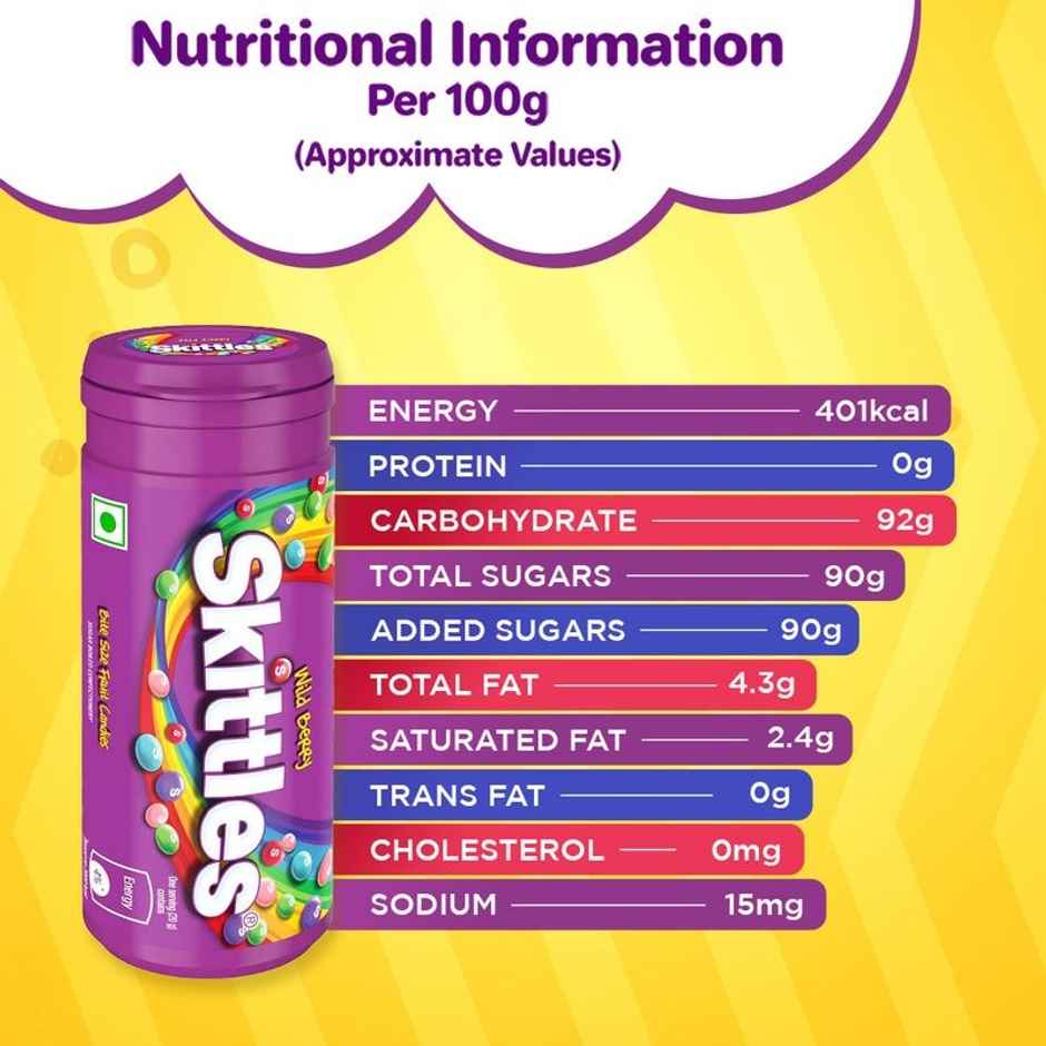 Skittles Wild Berry Bite Size Fruit Flavoured Candy Tube