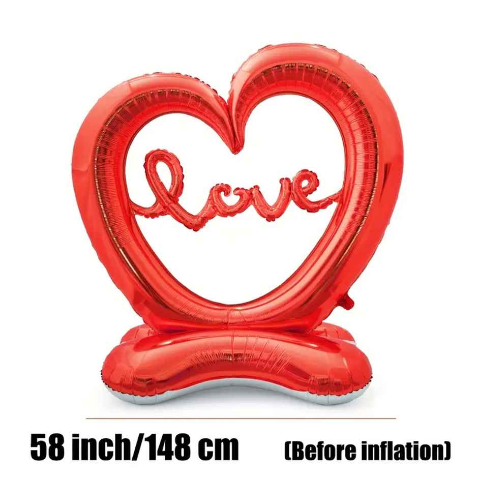 58 Inch Stand Hollow Out Love Heart-Shaped Balloon | Colour May Vary | Chrome