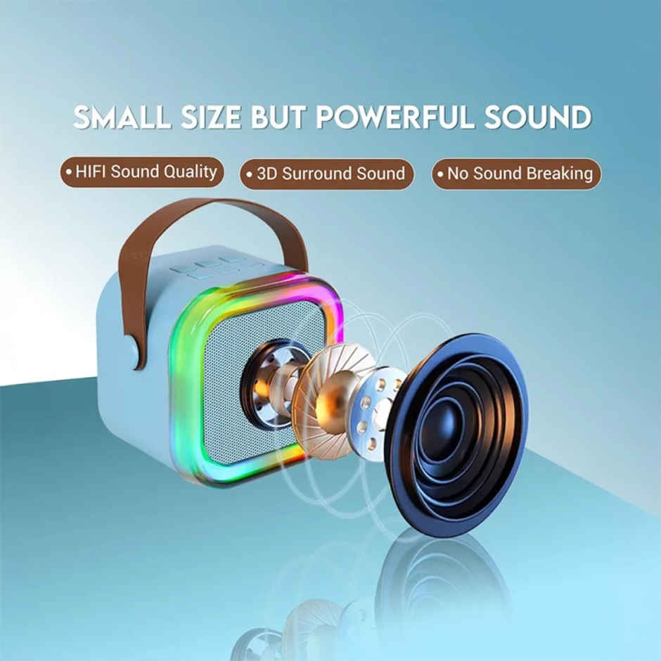 Fablue Mini Karaoke Speaker with Mic Wireless Portable Bluetooth Speaker For Kids Blue Color