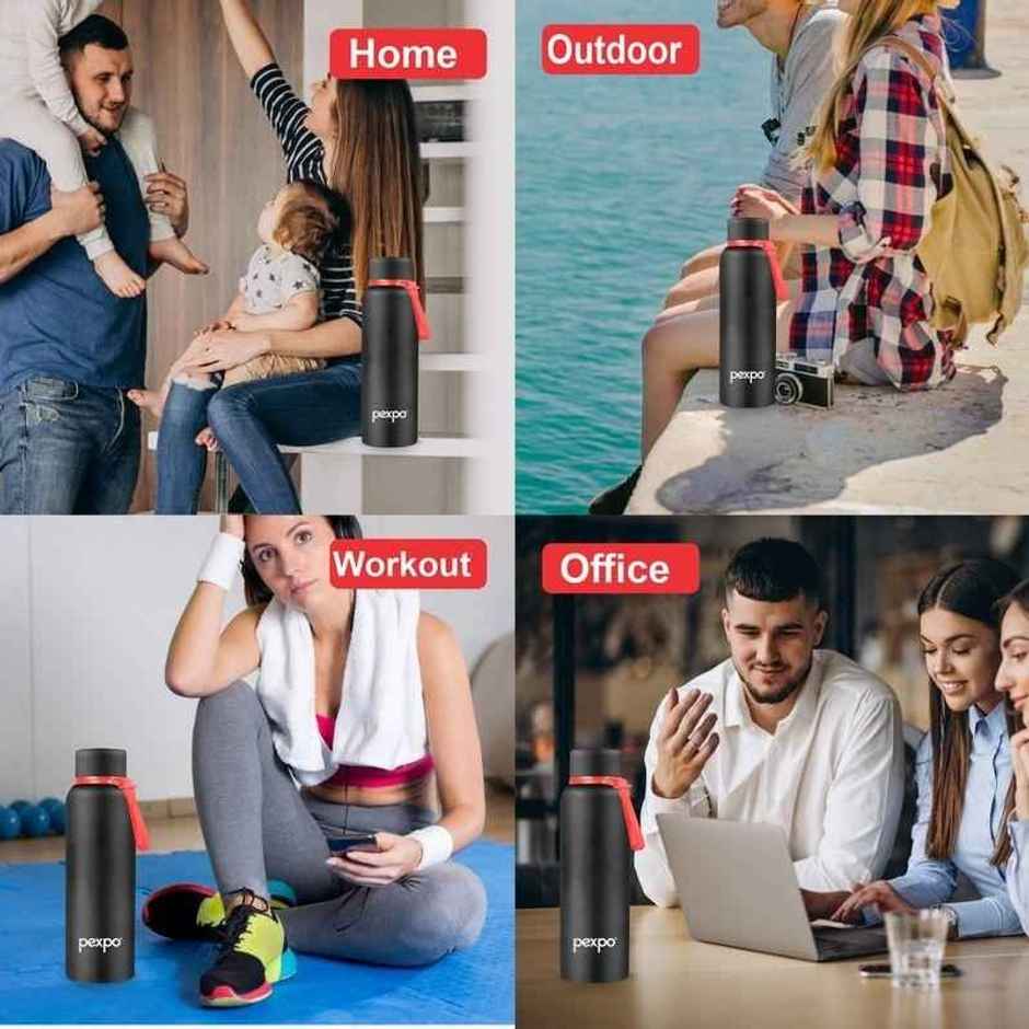 Pexpo 24 Hrs Hot & Cold ISI Certified Bravo Vacuum Insulated Water Bottle Flask | 1 L