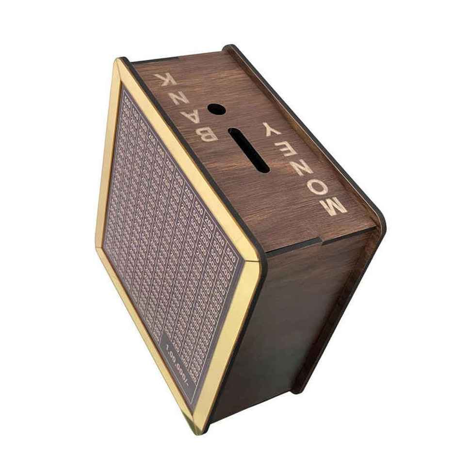 Fablue Wooden Piggy Bank Wooden Coin Box Money Saver for Kids