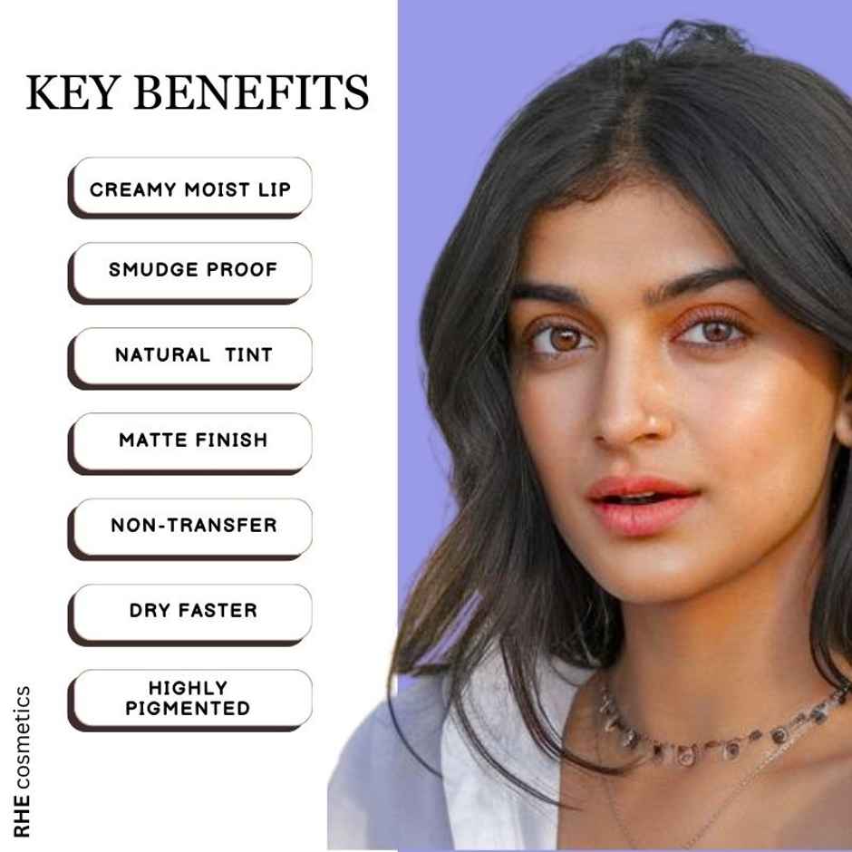 Rhe Cosmetics Velvetcrush Matte Waterproof | Non-Transfer | Long Lasting Liquid Lipstick- Pack Of 5