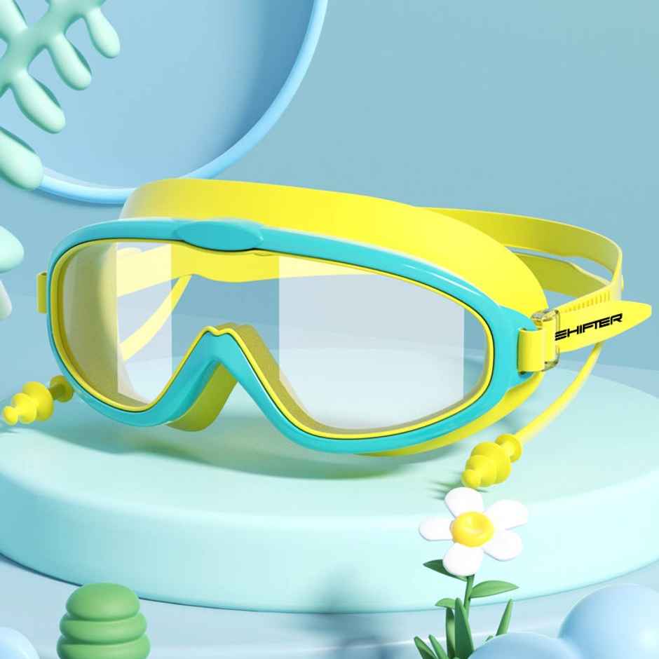 Arrowmax Swimming Goggles for Kids Boys & Girls With Attached Earplugs- Yellow