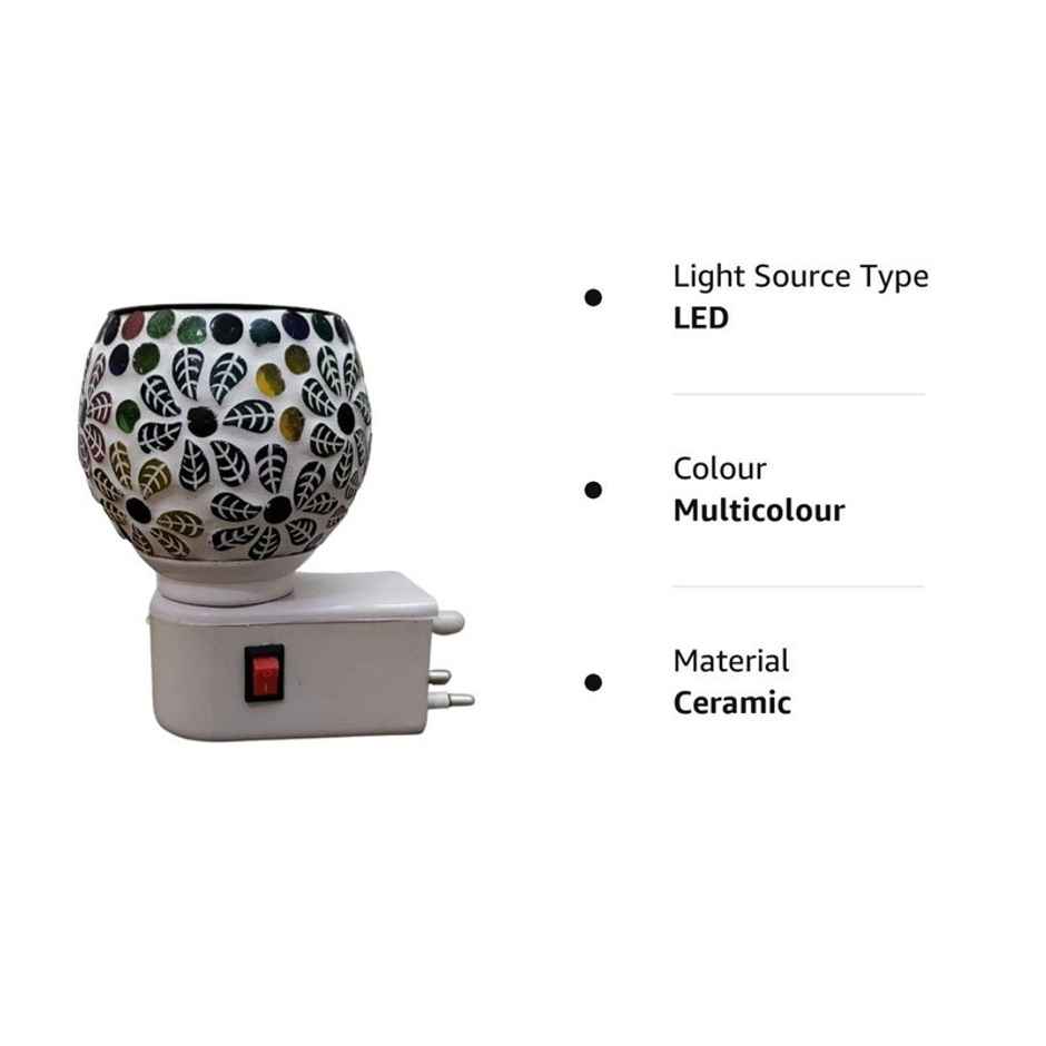 DesiDiya Ceramic Camphor Diffuser Set with Night Lamp (2W) Design 2