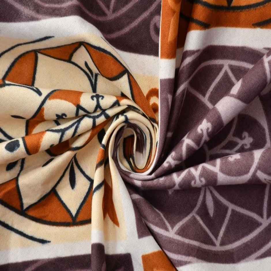 Swadeshi Style All Round Elastic Fitted Floral Print Double Bedsheets With 2 Pillow Covers