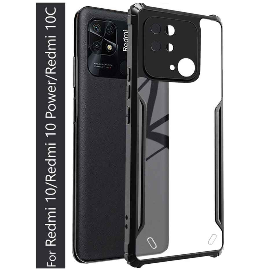 Kwine Case Redmi 10 / Redmi 10 Power / Redmi 10C Back Cover - Black Bordered Transparent Case