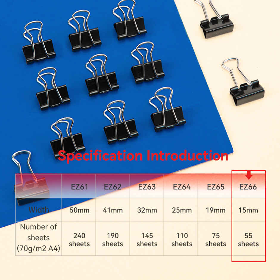 Deli EZ64 Binder Clips, 25 mm, Black Body