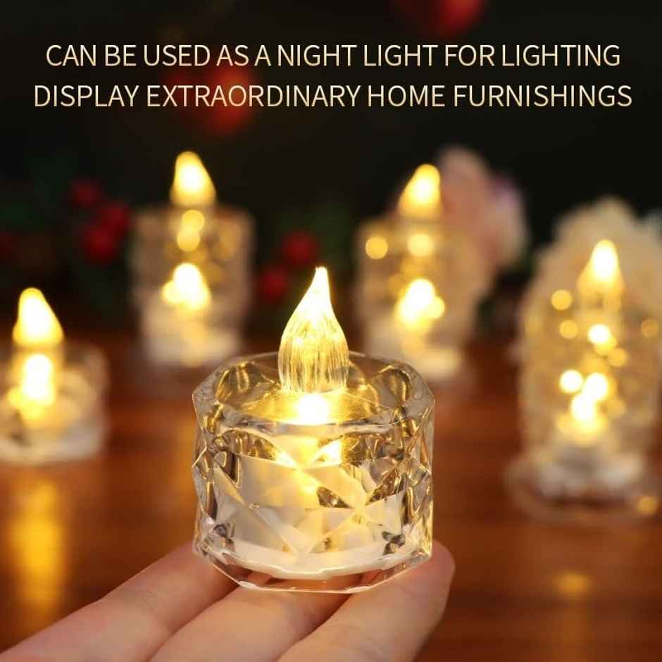 Festivora Pack of 6 Crystal LED candles-Battery powered, warm white , perfect for decoration