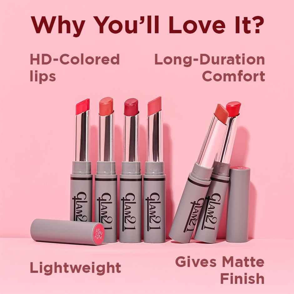 Glam21 Long Lasting Non Transfer Lipstick, Creamy Matte Finish -Nude Charm-08