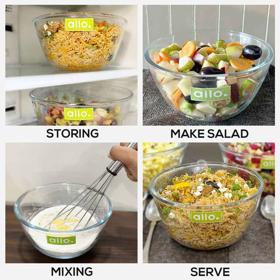 Allo Glass Bowl Set | 500, 1000, 1600 ml