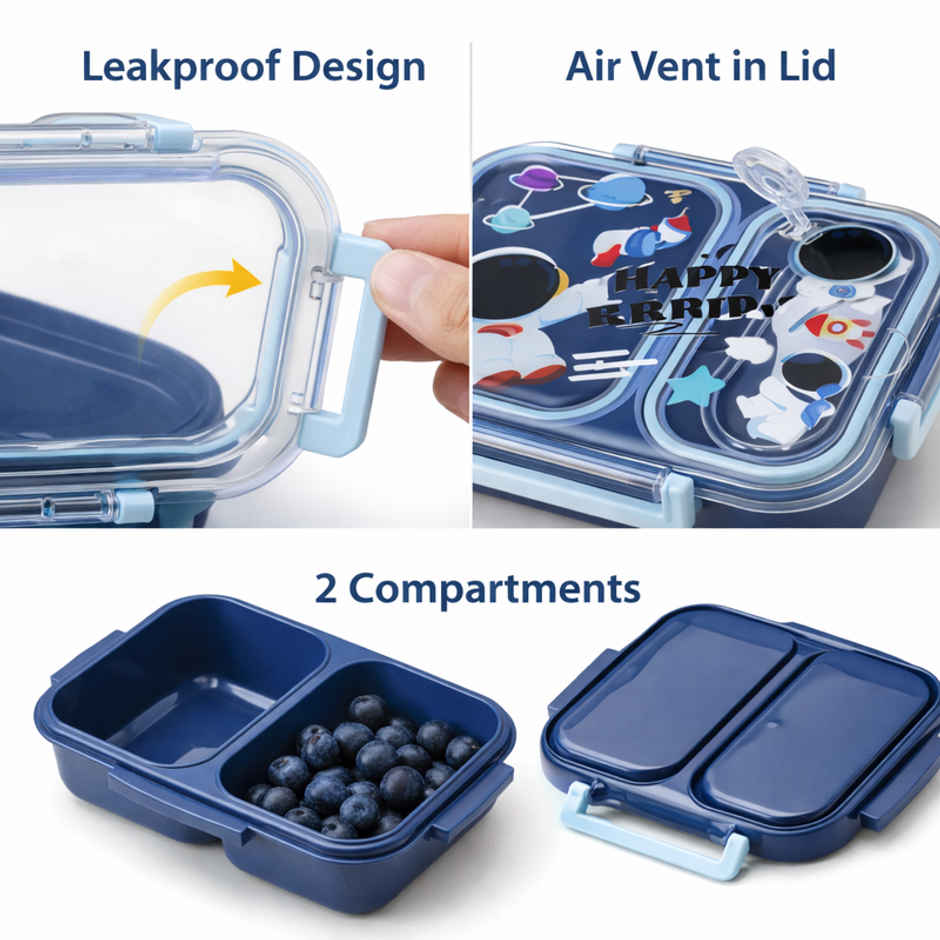 DesignLand Happy Everyday Astronaut Bento Lunch Box | Blue