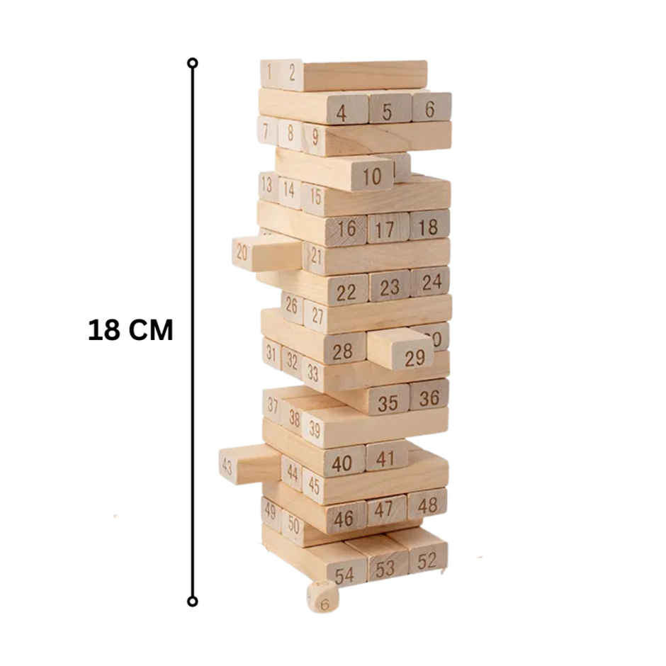 Fablue Wooden Numbered Stacking & Balancing Tower Puzzle Game for Adult & Kids