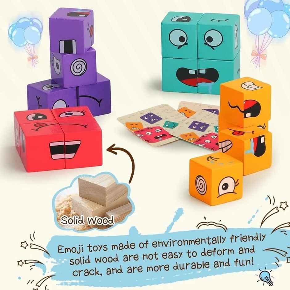 Fablue Face Changing Cube Building Blocks Puzzle Toy - Educational Board Game Toy For Kids