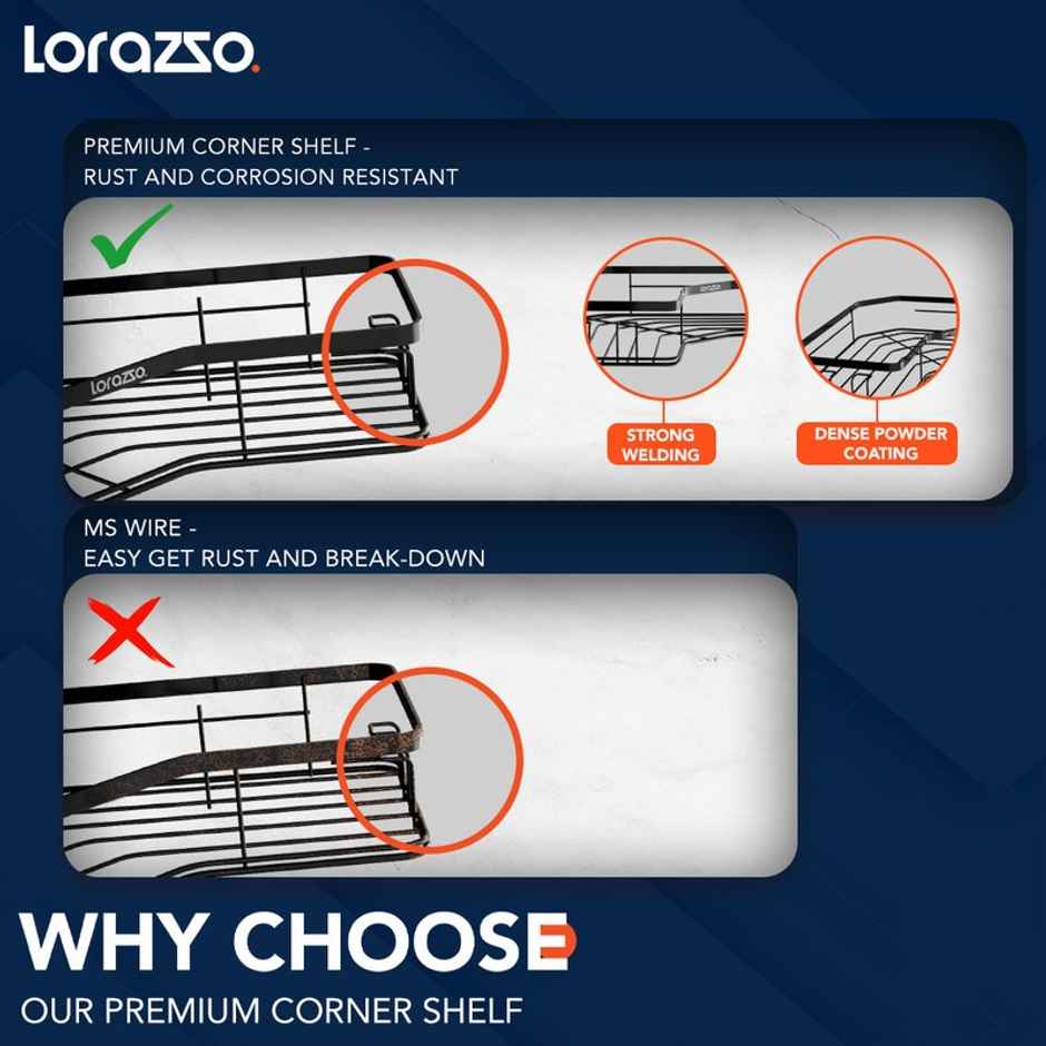 Lorazzo Premium Bathroom Corner Shelves- Self Adhesive Without Drill