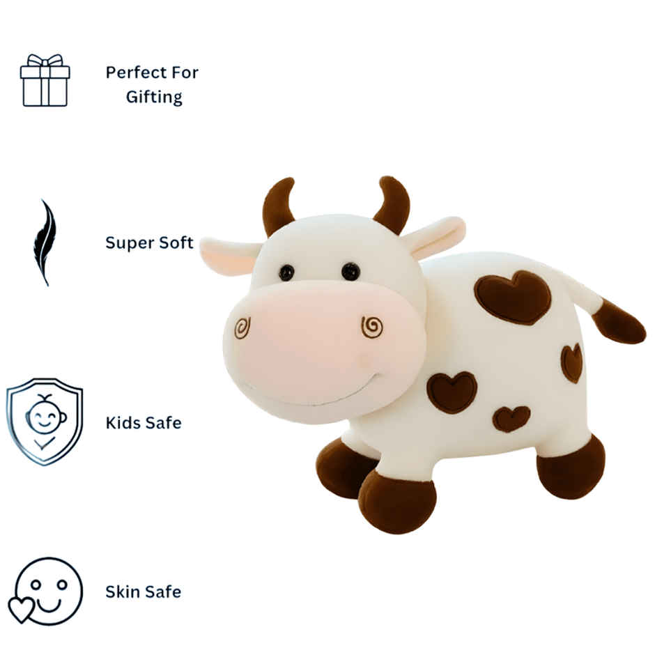 Fablue Cute Baby Cow Stuffed Toy For Kids - Soft Stuffed Animal Toy | White