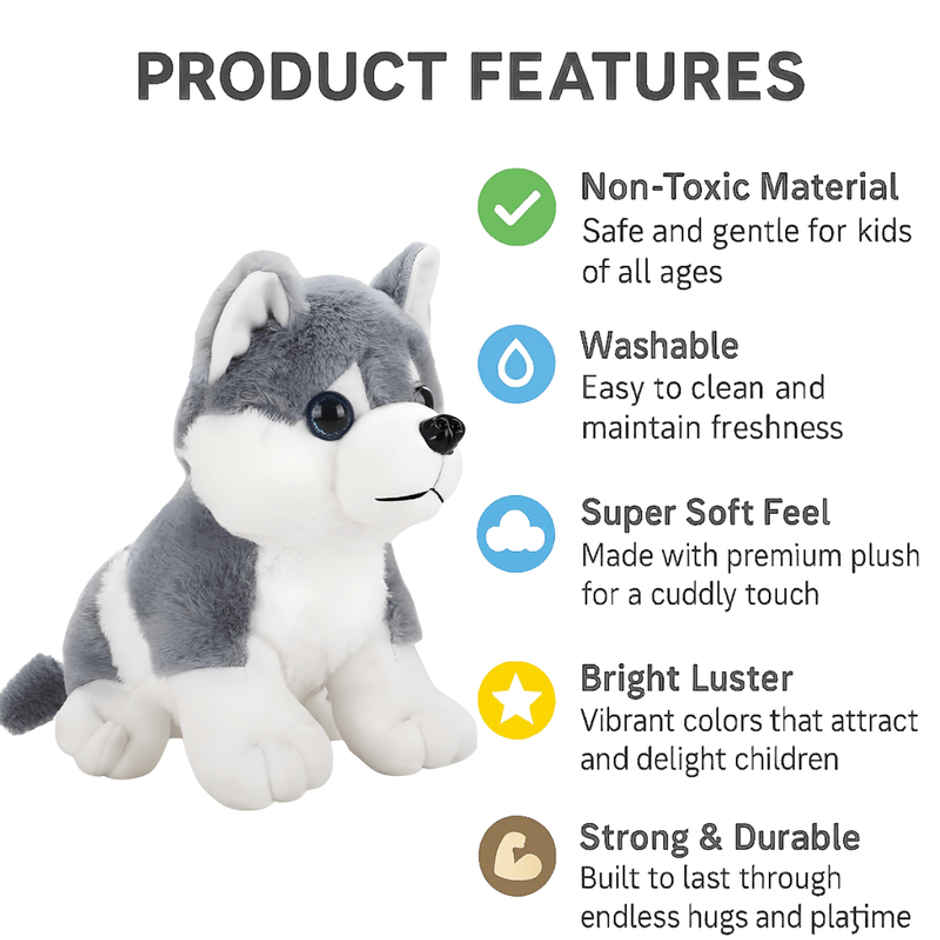 Fablue Husky Dog Plush Soft Toy For Kids - Soft Stuffed Animal Toy