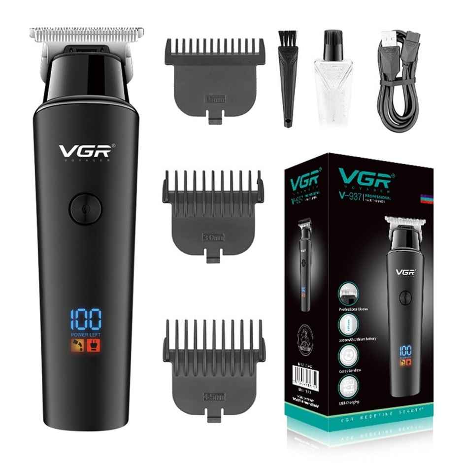VGR V-937 Professional Corded & Cordless Hair Trimmer for Men | 500 Min Runtime | Black