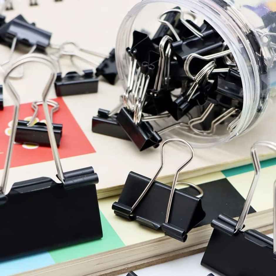 Saya Binder Clips - 25mm Metal Clips, 12 Pieces per Pack for Paper Organization