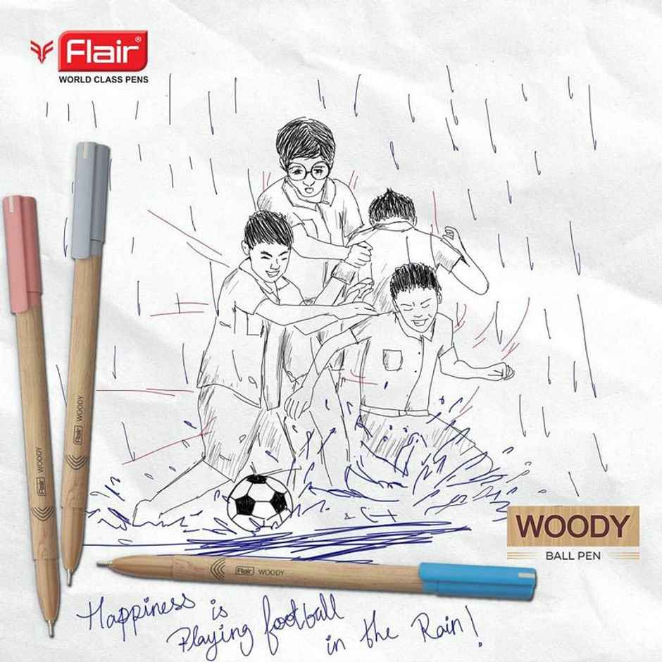 Flair Woody Ball Pen Black Pack Of 5