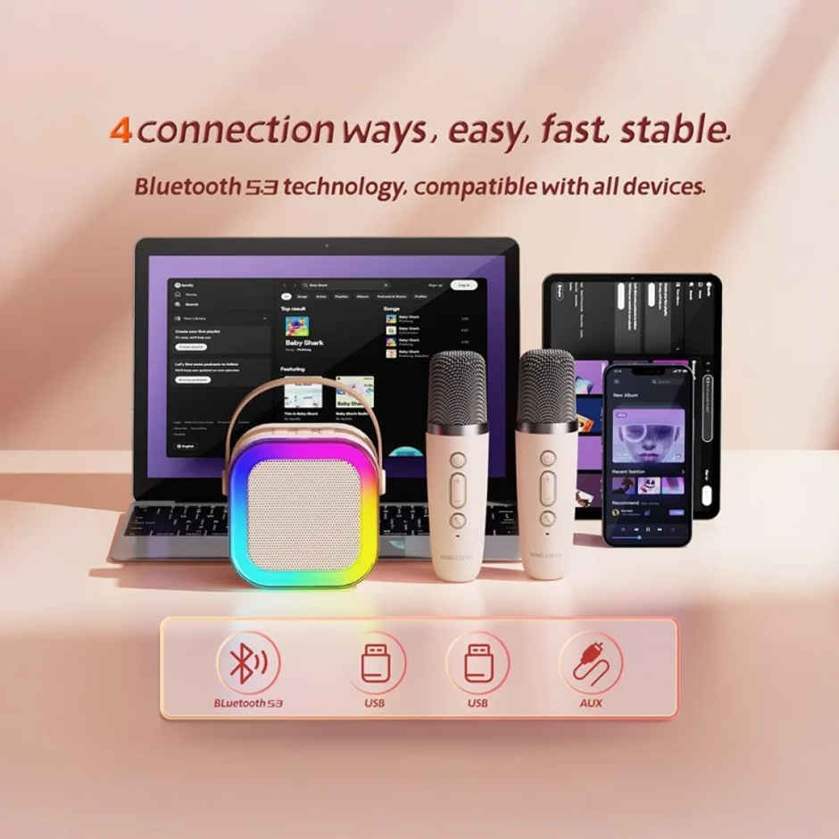 Fablue Mini Karaoke Speaker with Mic Wireless Portable Bluetooth Speaker For Kids Blue Color