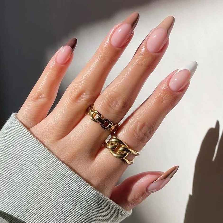 Gush Beauty Nailed It | Reusable Luxury Press On Nails | Medium Almond | Shades Of Brown | Brown