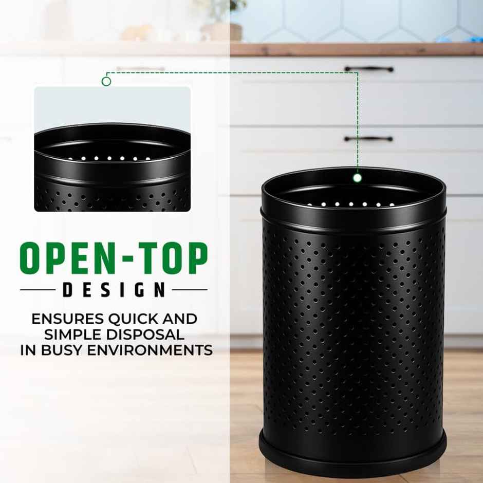 Robustt Stainless Steel Dustbin - 10 L | Black