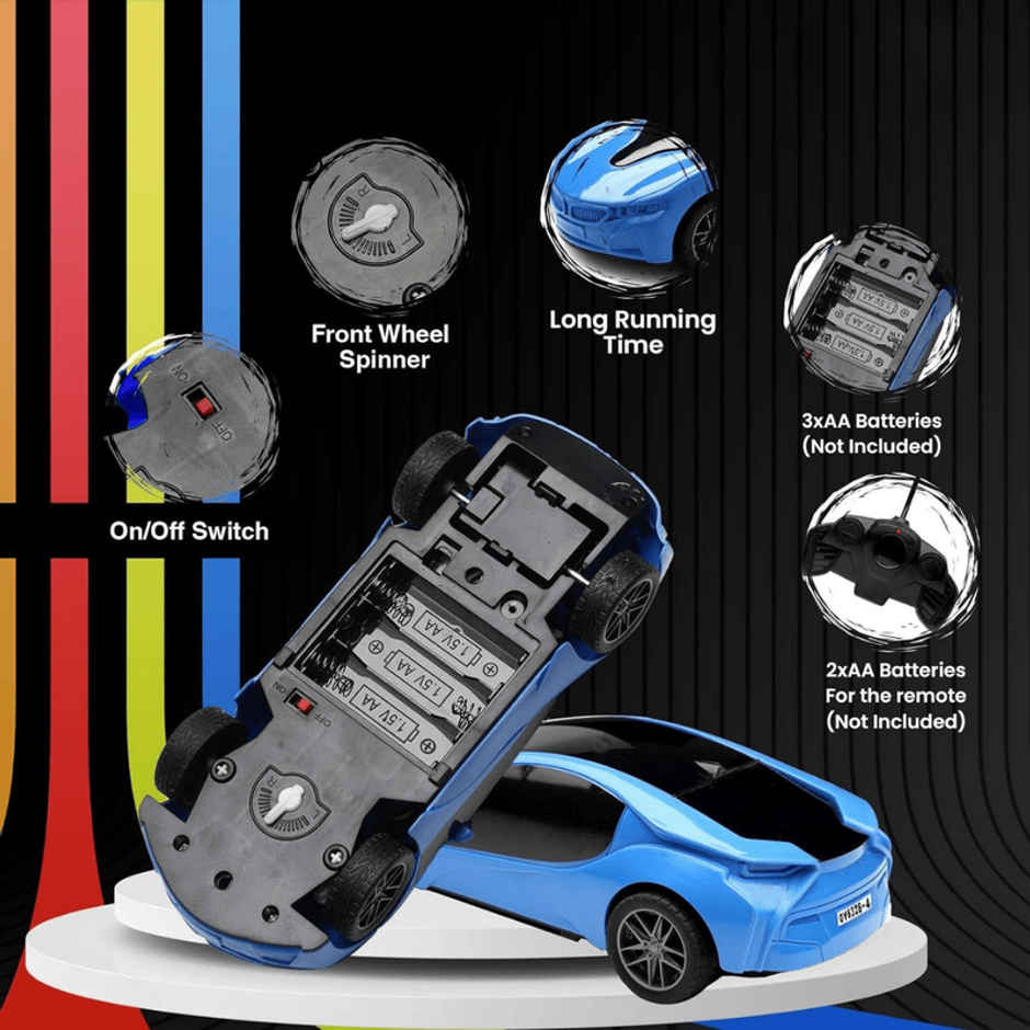 Fablue 3D Lights Famous Remote Control Car Toy For Kids - High Speed Racing Car Toy | Blue