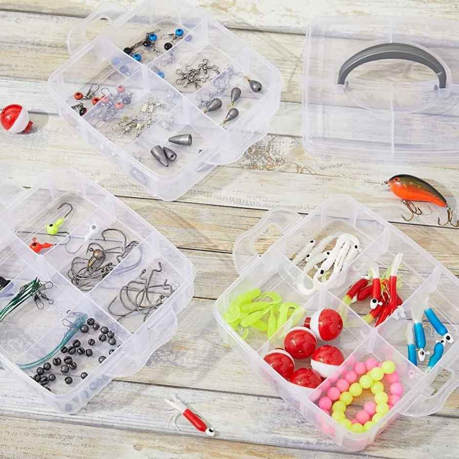 Clazkit Organisers Plastic 3 layer 18 Grid Square Transparent Storage Detachable Box