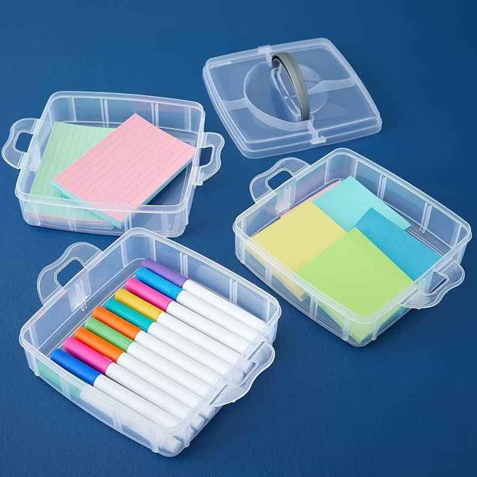 Clazkit Organisers Plastic 3 layer 18 Grid Square Transparent Storage Detachable Box