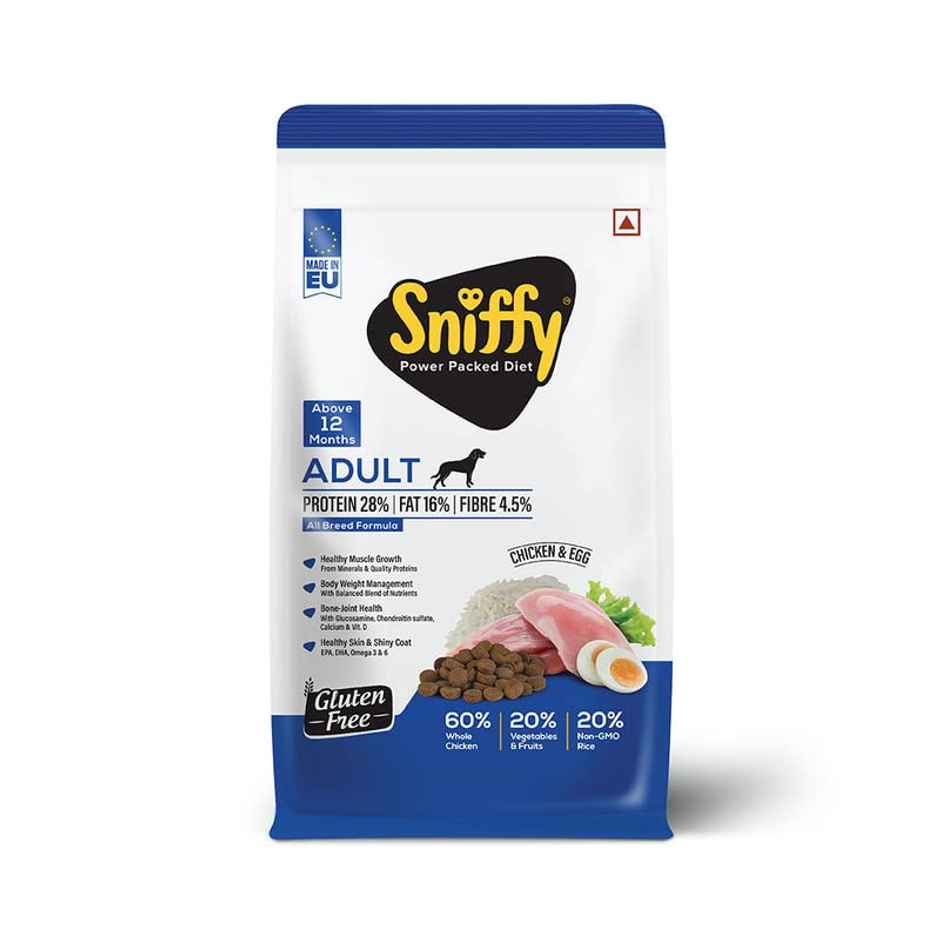 Sniffy Adult Dry Dog Food | Chicken - Egg | High Protein | Gluten Free | All Breeds