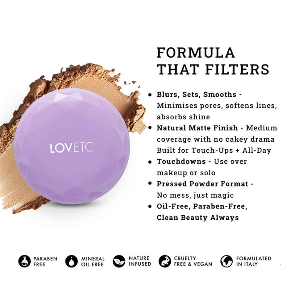 Lovetc Feather | Flirt | Etc Filter Finish Compact | Salted Caramel Tart - 9 g