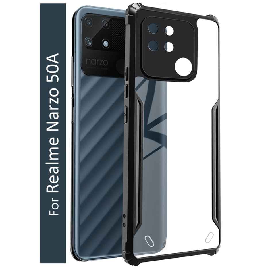 Kwine Case Realme Narzo 50A Back Cover - Black Bordered Transparent Case
