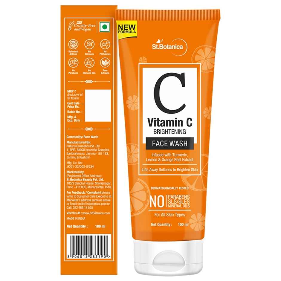 St.Botanica Vitamin C Brightening Face Wash For Clear & Bright Skin No Parabens & Sulphates