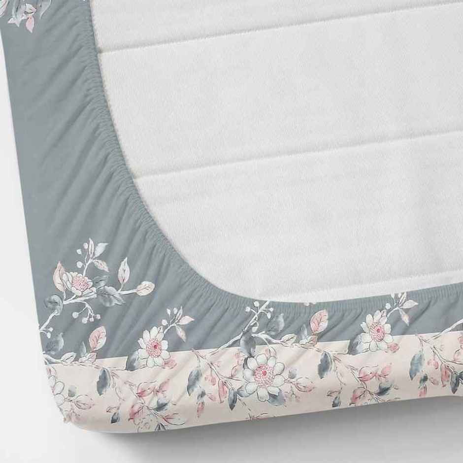 Florida Elastic Fitted Double Cotton Floral Bedsheet | With Pillow Covers | Multicolour