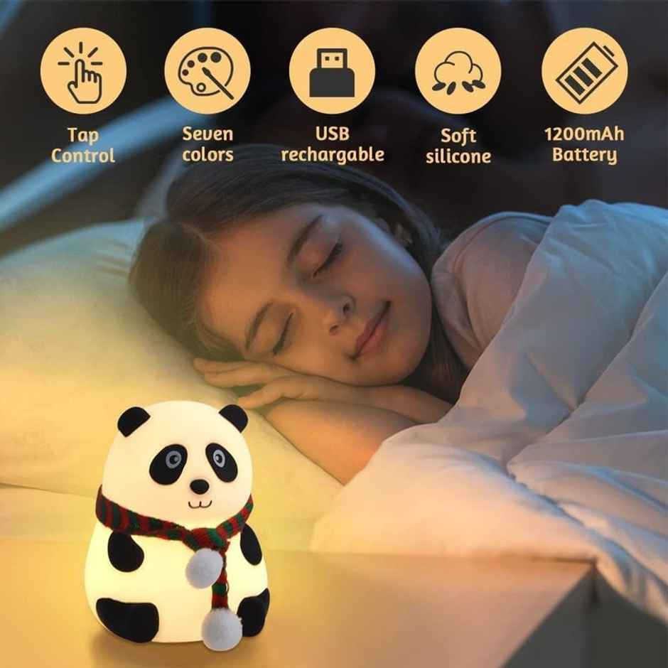 Fablue Night Lamp for Bedroom - Rechargable Color Changing Cute Panda Night Lamp for Kids