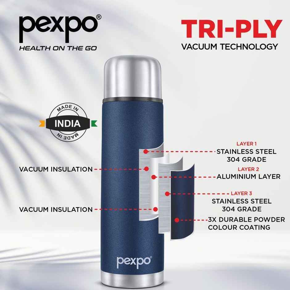 Pexpo Flamingo 1000Ml 24 Hrs Hot And Cold Flask With Jute-Bag Vacuum Insulated Flaslk