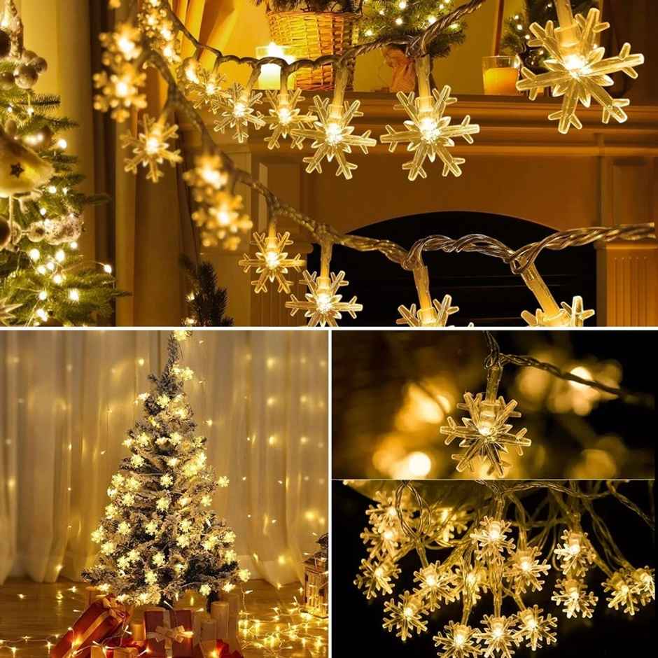 Desidiya Snowflakes Led String Light - Battery Operated Warm White Winter Wonderland Lighting