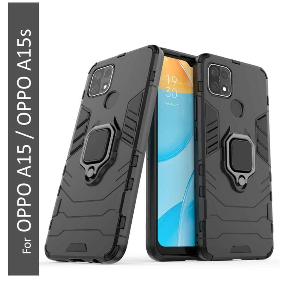 Kwine Case Oppo A15 / Oppo A15S Back Cover - Ring Holder Stand Case