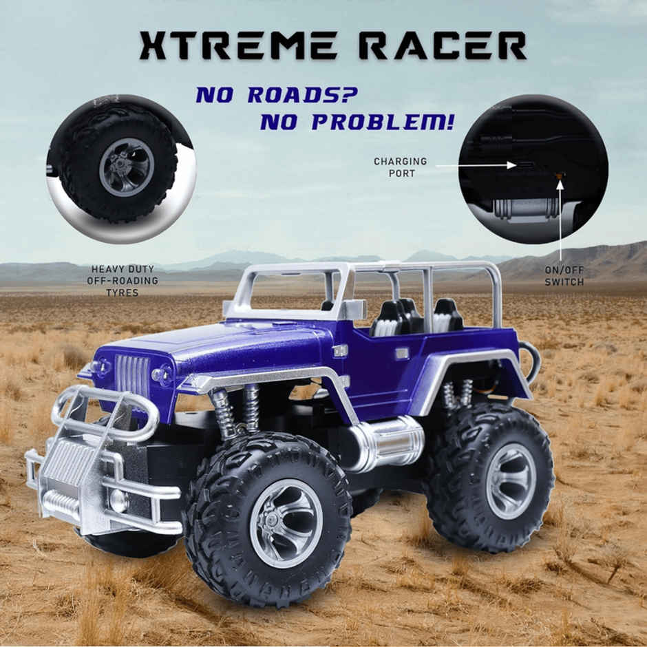 Fablue Xtreme Racer Off Roader Rechargeable Rc Car - 4X4 With Led Lights Rc Car Toy | Blue