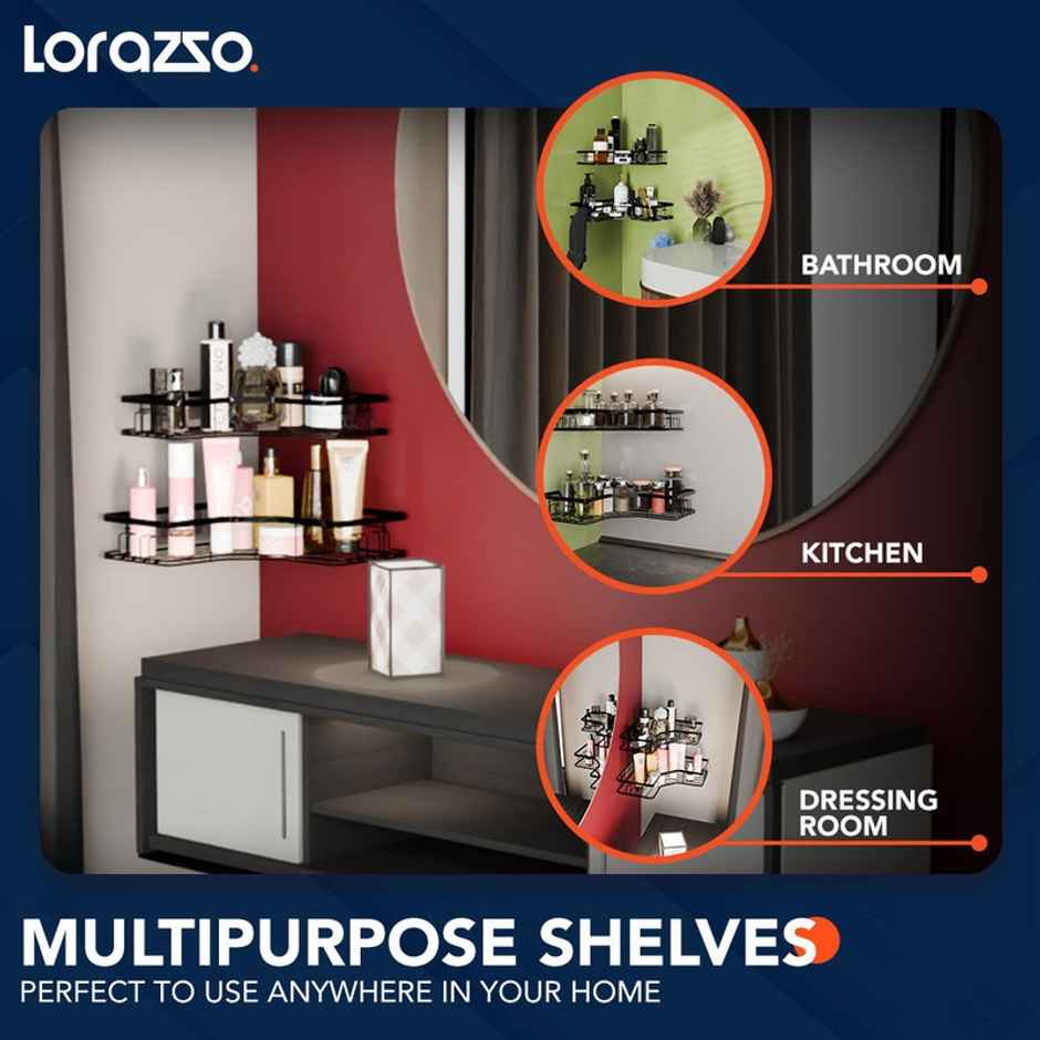 Lorazzo Premium Bathroom Corner Shelves- Self Adhesive Without Drill