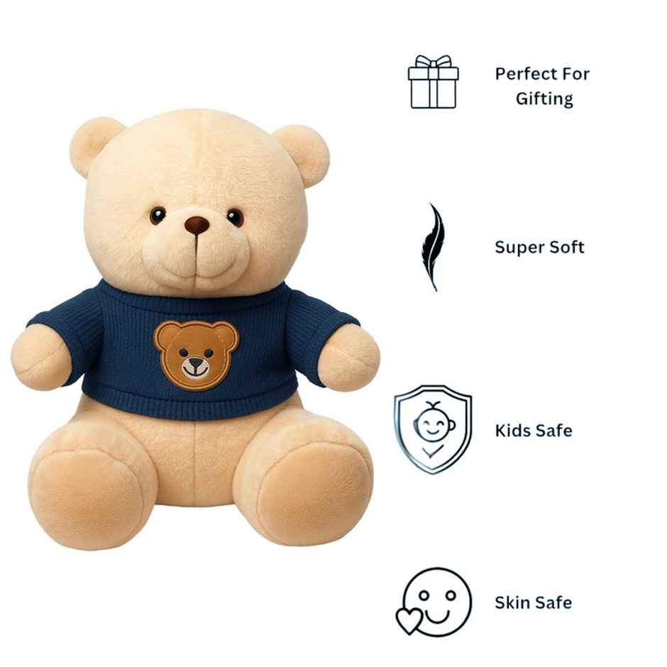 Fablue Teddy Bear Plush Soft Toy Animal  - 27 Cm (1pc) & Mr Beast Feastables Milk Chocolate (35g) Combo