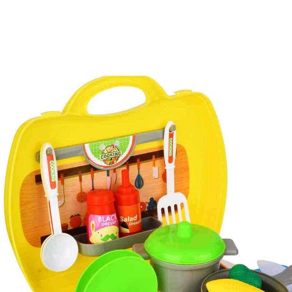 Fablue Portable Luxury Kitchen Play Set Toy For Girls And Kids With Cooking Utensils
