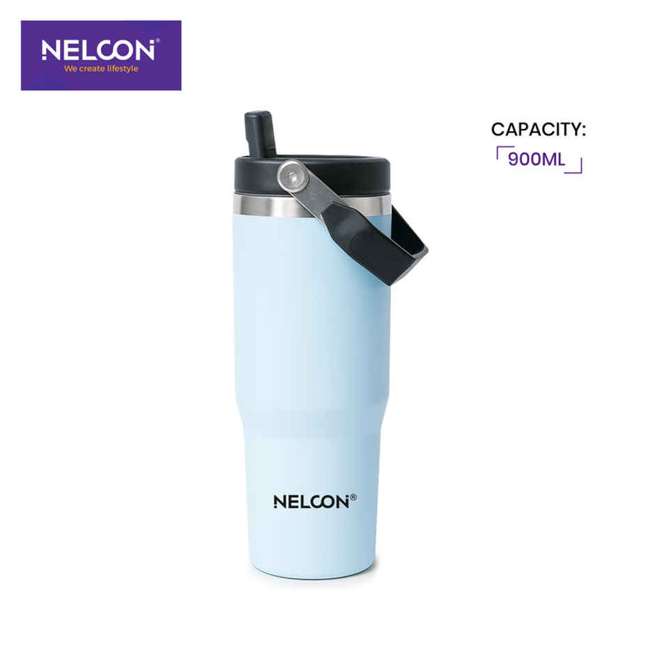 Nelcon Travel Mate Insulated Tumbler | Double Wall Stainless Steel Flask | Sky Blue | 900 ml