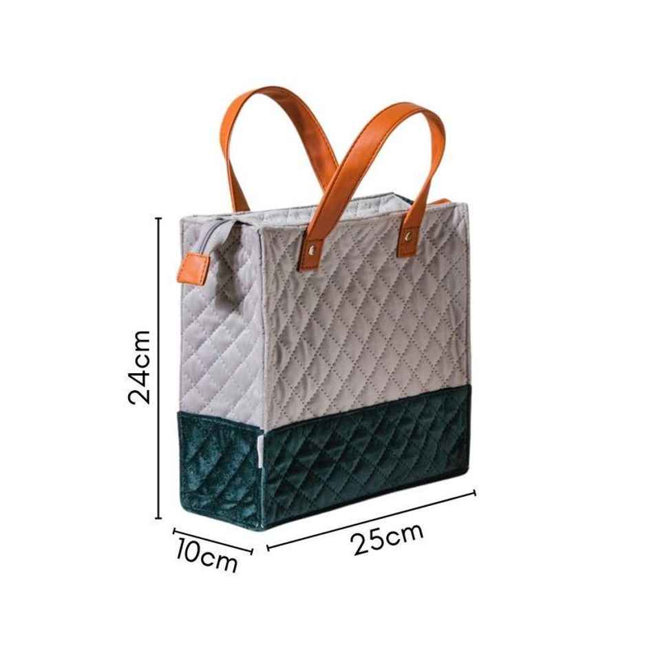 Nestasia Luxe Velvet Lunch Bag Grey And Green