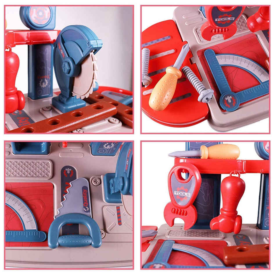 Fablue Portable Tool Kit Set for Kids - Convertible Suitcase Tool Set for Boys With Accessories