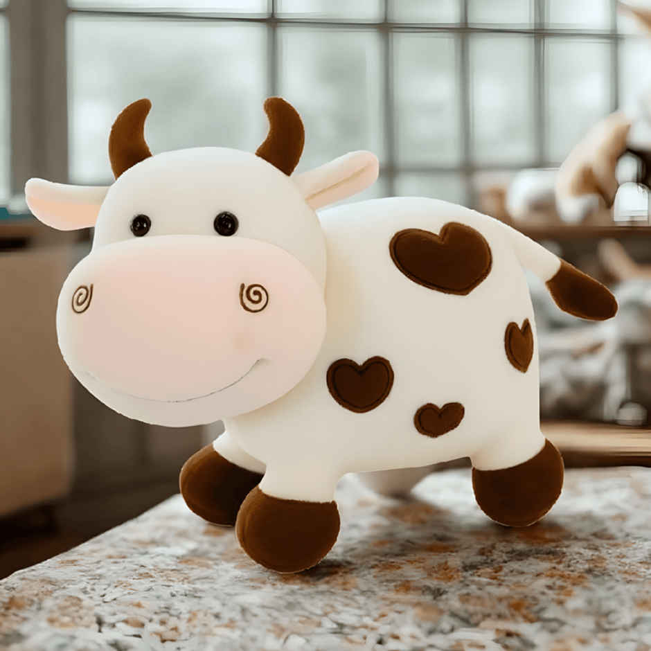 Fablue Cute Baby Cow Stuffed Toy For Kids - Soft Stuffed Animal Toy | White