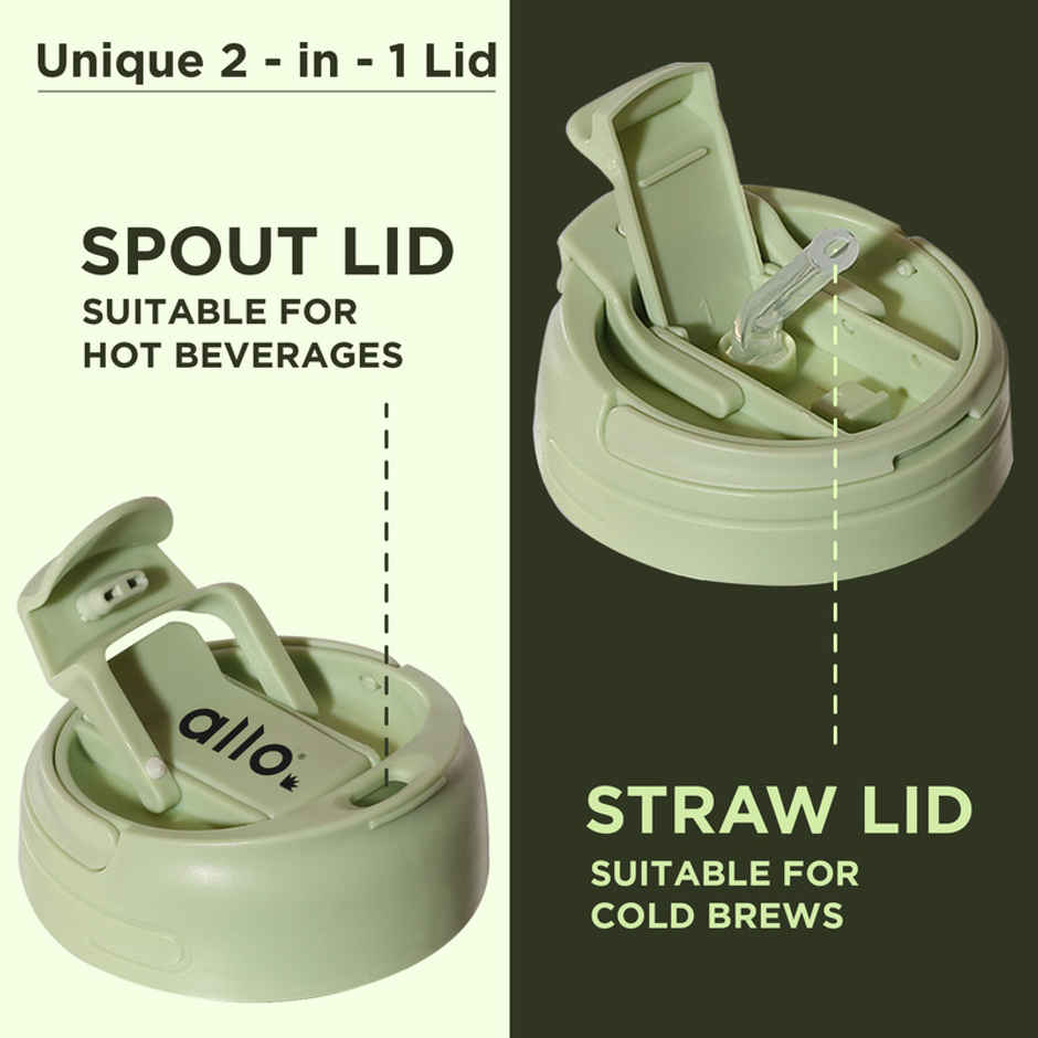 Allo Glass Mug Sipper with Straw | 350 ml | Green