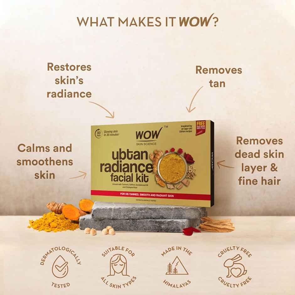 WOW Skin Science Ubtan Radiance Facial Kit for Glowing Skin